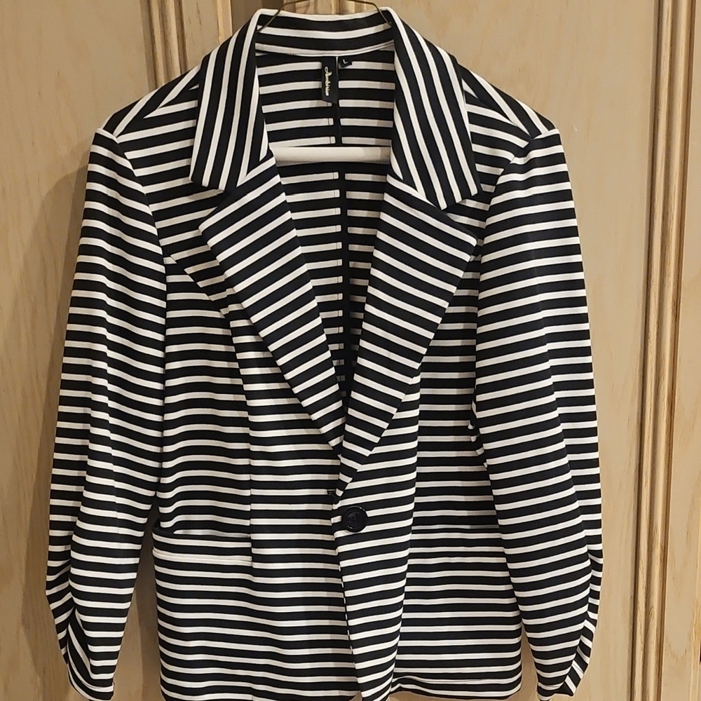 Black and White Striped Women's Blazer